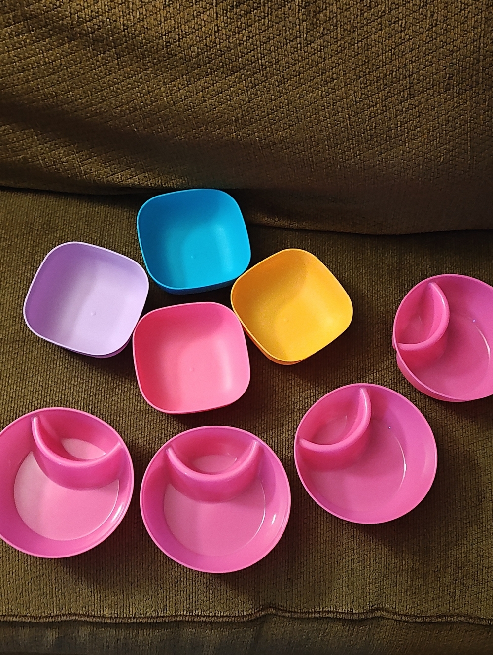 Colorful Plastic Snack Bowls - Pink, Purple, Blue, Yellow